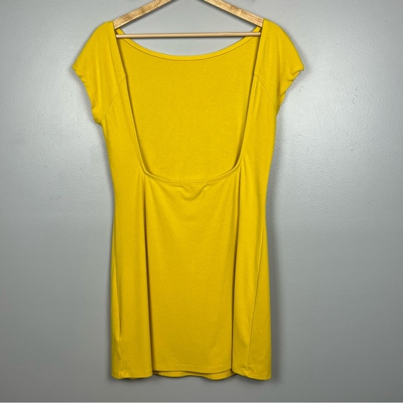 Free People Beach yellow backless short sleeve mini dress, size large. - Picture 4 of 11